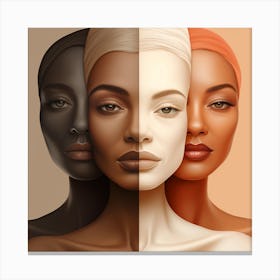 Three Women With Different Skin Tones Canvas Print