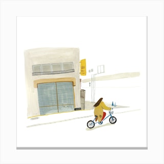 Ride A Bicycle Square Canvas Print