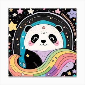 Kawaii panda stars and moon Canvas Print
