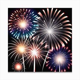 Fireworks On A Black Background 5 Canvas Print