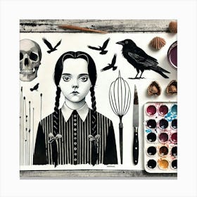 Addams Family wenesday portrait Canvas Print