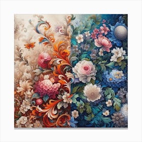 Two Floral Paintings Canvas Print