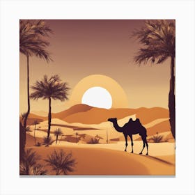 Sahara, Camel In Sunset Xl 1024 V1 0 Canvas Print