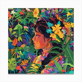 Girl In The Jungle Canvas Print