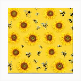 Bees And Sunflowers art print Stampe su tela