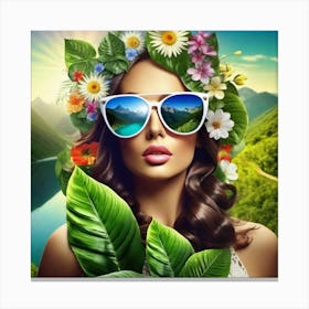 Beautiful Woman In Sunglasses 4 Canvas Print