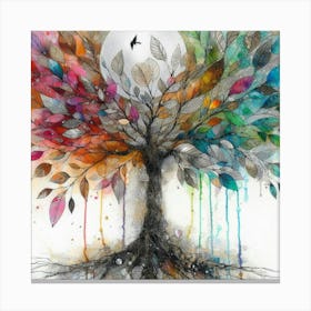 Whispering Hues: The Symphony of a Soulful Tree 2 Canvas Print