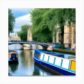 Boats On The River in Cambridge Canvas Print