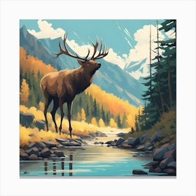 Elk Painting Canvas Print