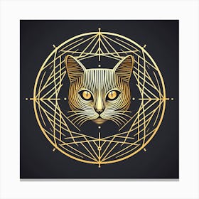 Golden Cat Head Vector Illustration Canvas Print