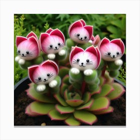 Cute Kitty Succulents Canvas Print
