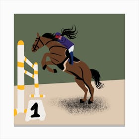 Equestrian Girl Square Canvas Print