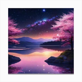 Cherry Blossoms At Night 7 Canvas Print