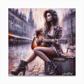 Urban Guitar Girl Canvas Print