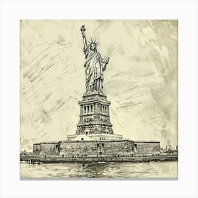 A Statue Of Liberty In New York Hand Drawn Sketc 1719922810 3 Canvas Print