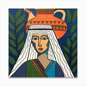 A Stylized Painting Of A Palestinian Woman 1 Canvas Print