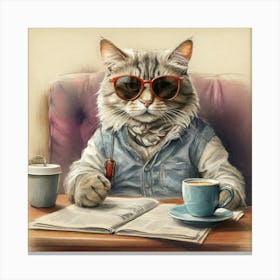 Cat With Glasses 10 Canvas Print