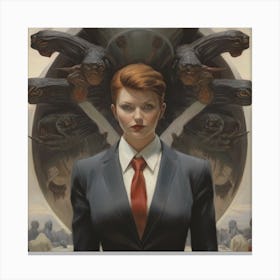 Woman In A Suit Art Print Canvas Print
