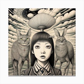 'The Girl With The Cat' Canvas Print