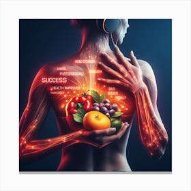 Woman Holding Fruits And Vegetables Canvas Print