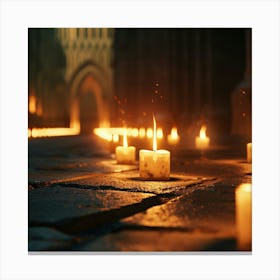 Lit Candles In A Church 3 Canvas Print