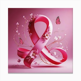 Women Breast Cancer Awareness background in Pink Ribbon international symbol for month October clipart and poster clipart and wall art 32 Canvas Print