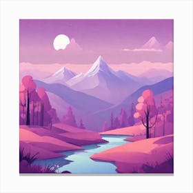 Misty mountains background in purple tone 99 Canvas Print