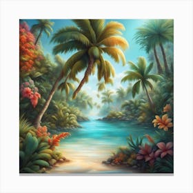 Tropical Landscape Painting 1 Canvas Print