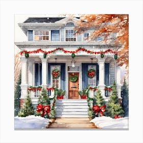 Christmas House Painting Canvas Print