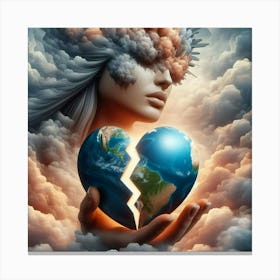 Earth In A Broken Heart 1 Canvas Print