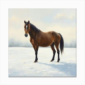 Horse In The Snow 9 Canvas Print