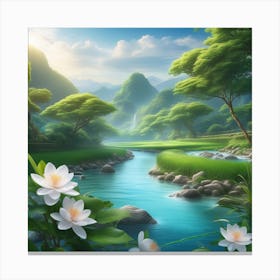 Landscape With Water Lilies Canvas Print