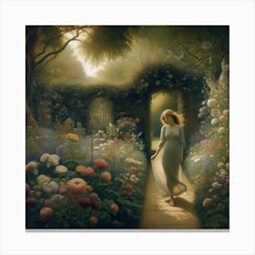 Girl In A Garden 1 Canvas Print