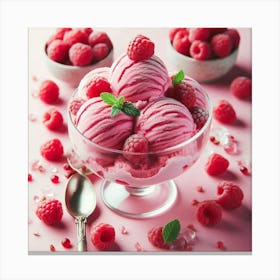 Ice Cream With Raspberries 14 Canvas Print