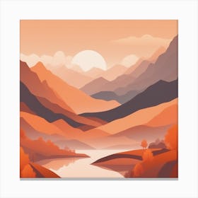 Misty mountains background in orange tone 99 Canvas Print