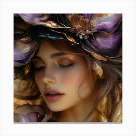 Beautiful Woman In Purple Hat Canvas Print