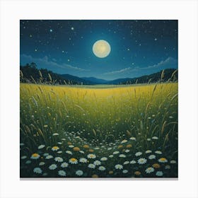 Moonlight In The Meadow 4 Canvas Print