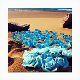 Blue Roses On The Beach Canvas Print