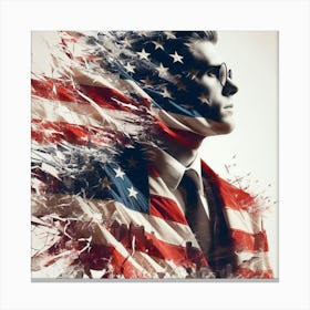 A american flag, a man 3 Canvas Print