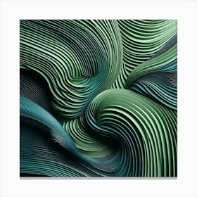 Aesthetic style, Green waves of palm leaf Canvas Print