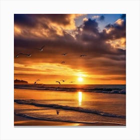 Sunset At The Beach 360 Canvas Print