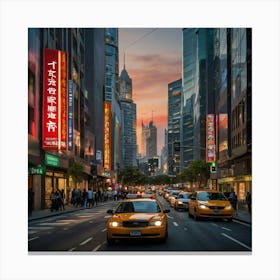 Hong Kong City At Sunset Canvas Print