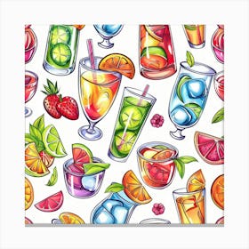 Seamless Pattern Of Drinks 2 Canvas Print