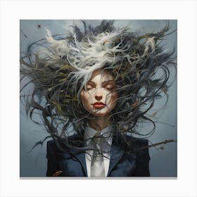 Woman With Feathers In Her Hair Canvas Print
