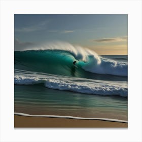 Surfer Riding A Wave Canvas Print