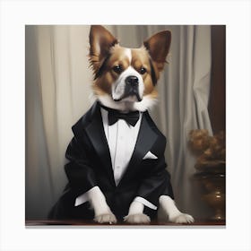 Canine Sophistication - A Tuxedoed Companion Canvas Print