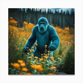 Big foot In The flowers Field Canvas Print