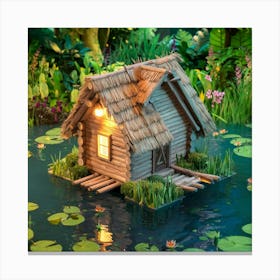 Small House On A Pond Canvas Print