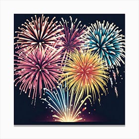 Fireworks On Black Background 2 Canvas Print