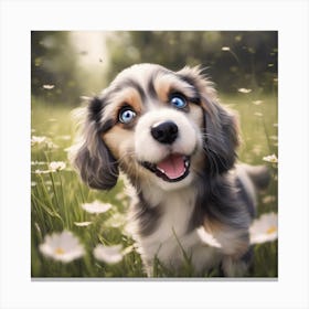Puppy In The Meadow Canvas Print